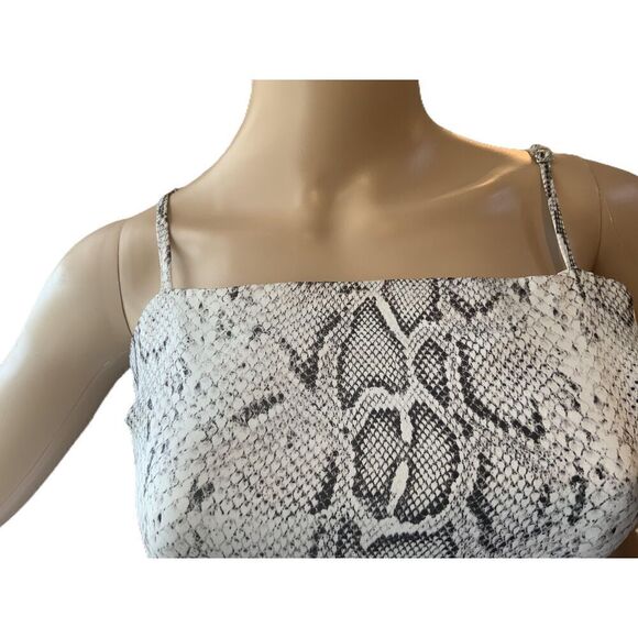 Forever 21 Tan Spaghetti Straps Snake Print Cropped Tank Size Small - Picture 2 of 11